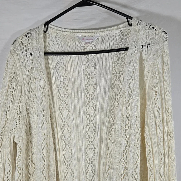 No Boundaries Crochet Bohemian Cream Long Cardigan Size XXXL - Picture 2 of 7